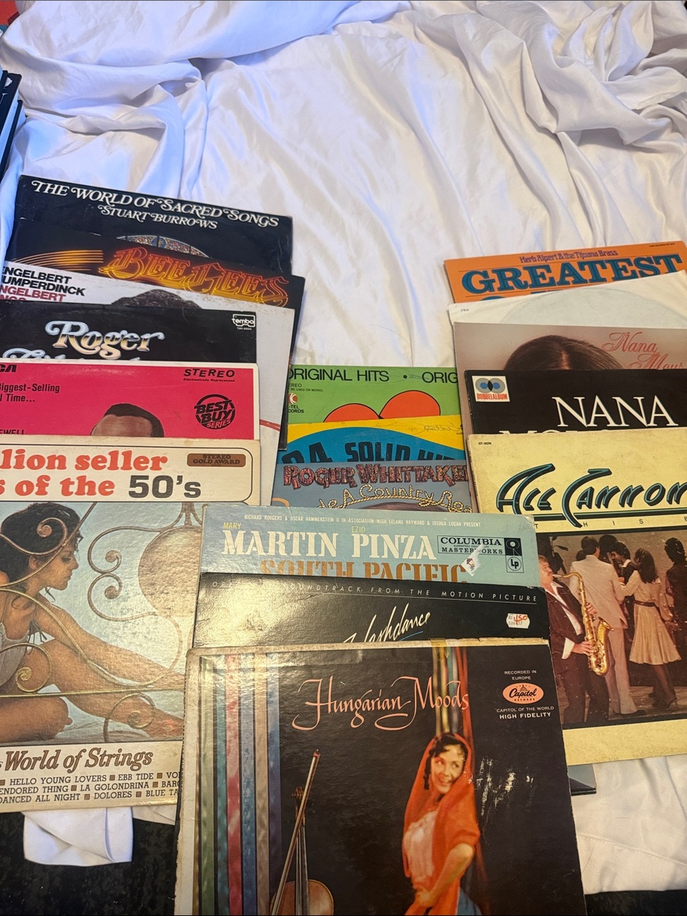 Vintage Record Collection Assortment - Multi-Color Vinyl Album Set